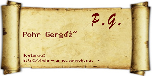 Pohr Gergő névjegykártya